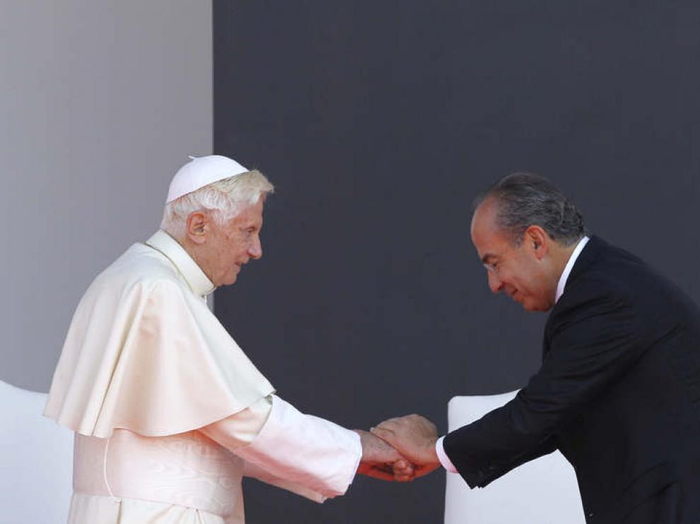El Papa con el presidente mexicano, Felipe Calderón