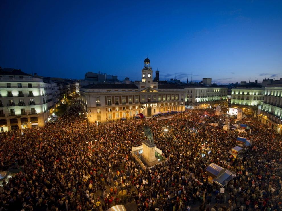 Imagend e archivo de una concentración en la Puerta del Sol