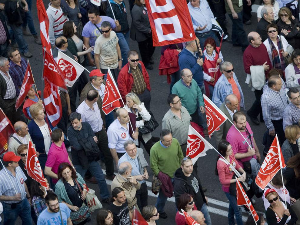 Manifestación durante la última Huelga General