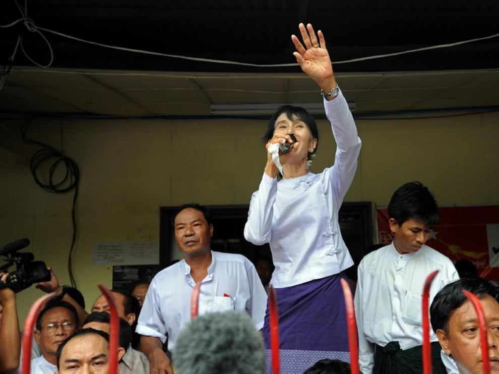 La ganadora de las elecciones, Aung San Suu Kyi