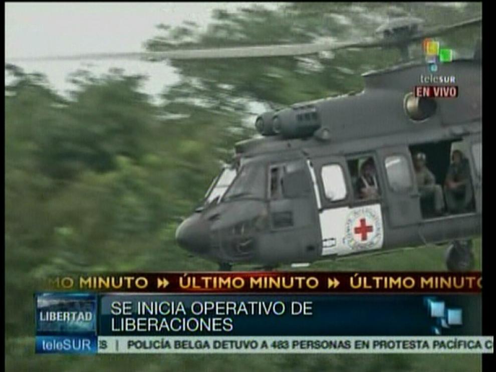 Imágenes ofrecidas por Telesur del inicio de la operación de resctate