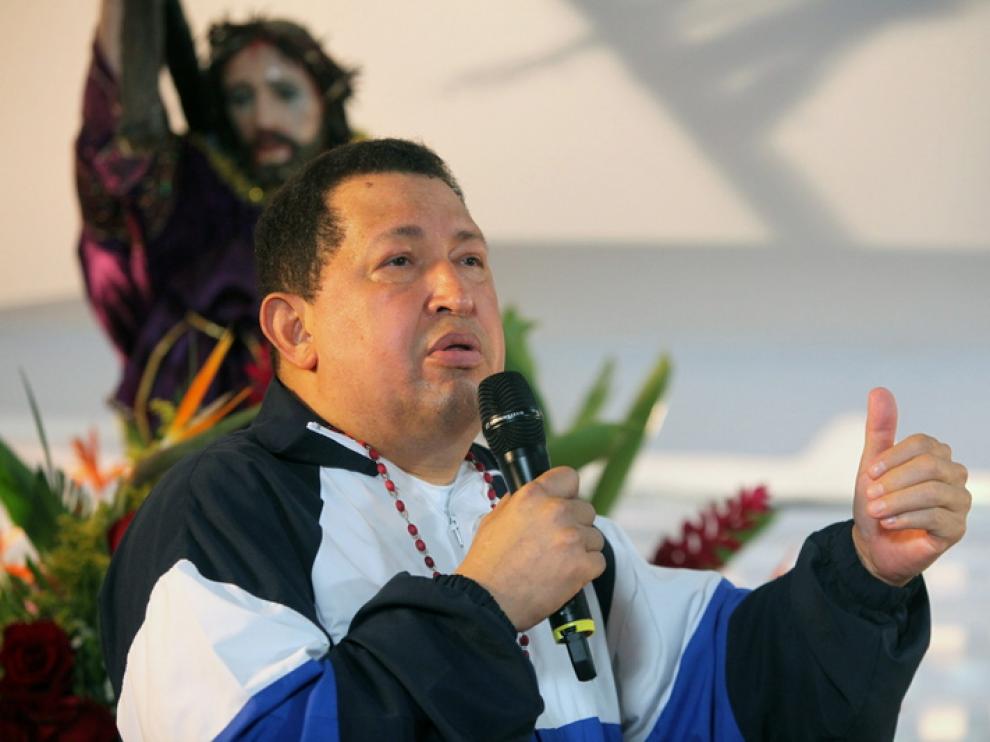 Chávez, durante la misa en Caracas