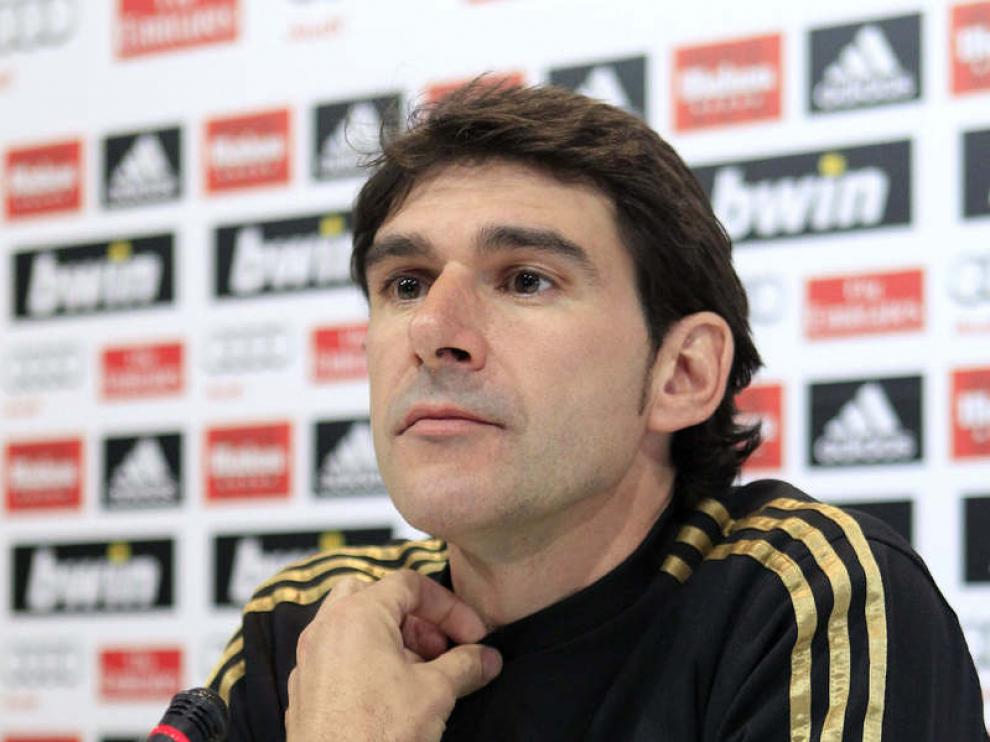 El segundo entrenador del Real Madrid, Aitor Karanka, en la rueda de prensa previa al encuentro ante el Atlético.