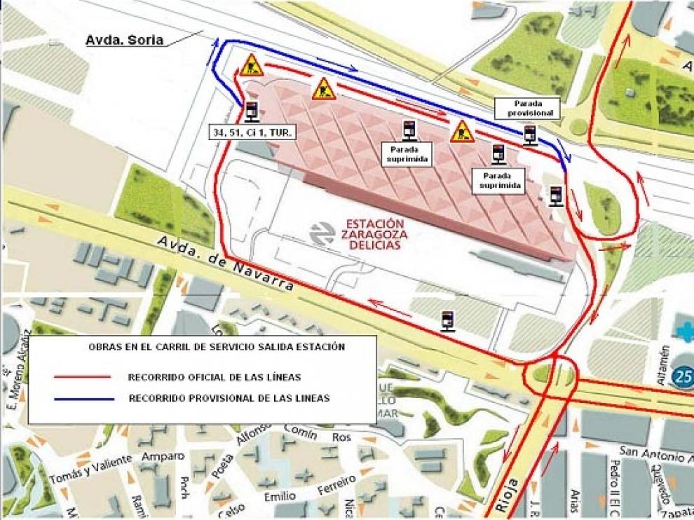 Mapa de las modificaciones en el tráfico