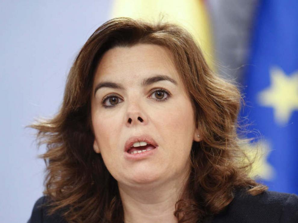 Soraya Sáenz, en rueda de prensa