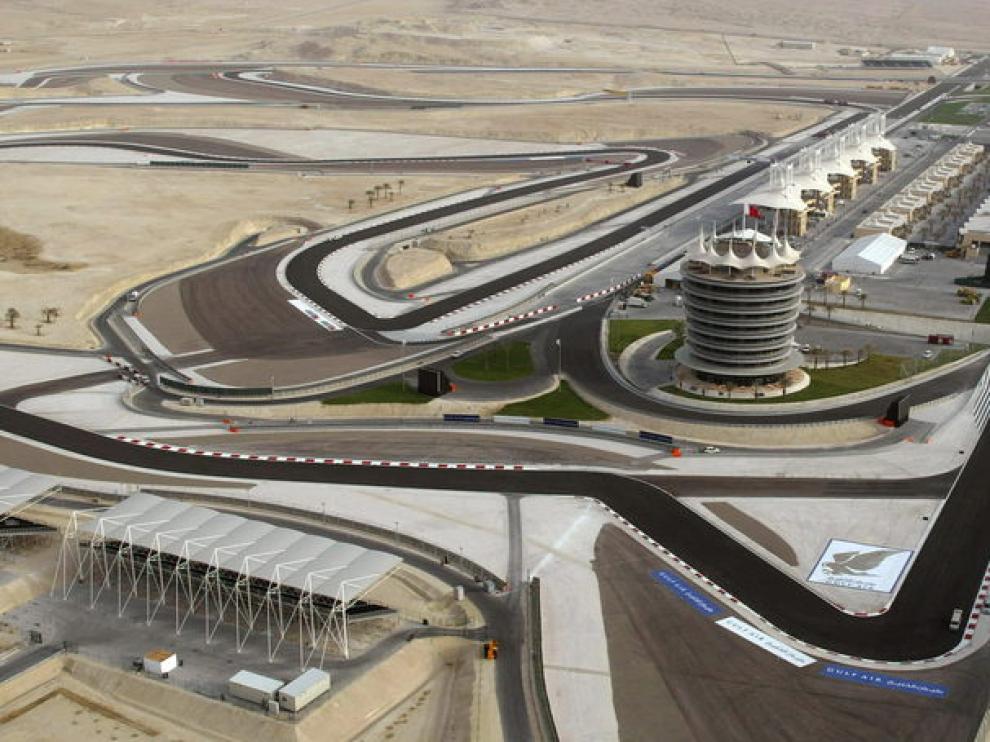 El circuito de Bahréin, desde el aire.