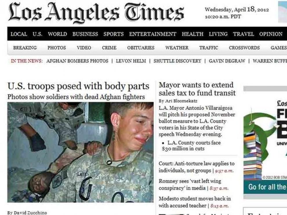 Portada de la edición digital de Los Ángeles Times