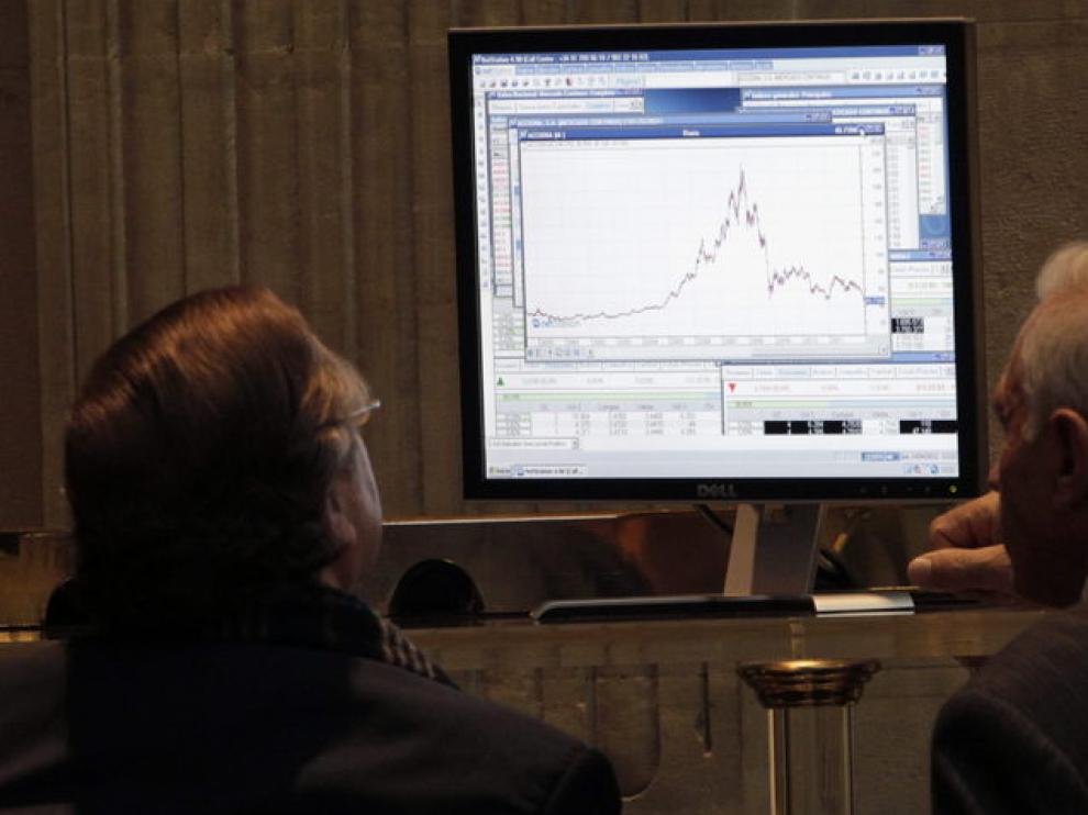 Panel del Ibex 35, este jueves en la Bolsa de Madrid