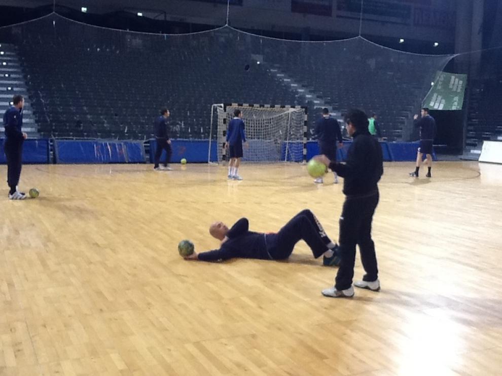 Demetrio Lozano, en el entrenamiento de este sábado en Alemania