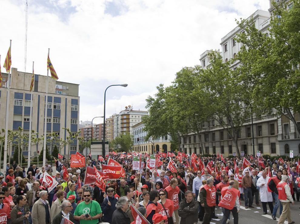 Protesta contra los recortes, en Zaragoza