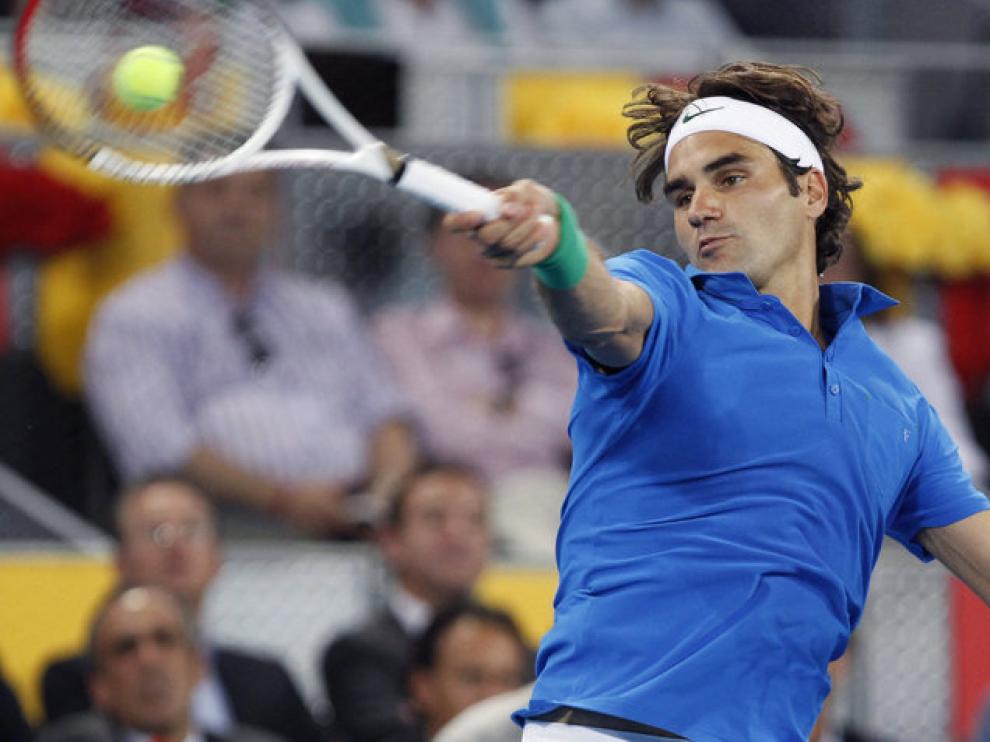 Roger Federer en su encuentro en el Mutua Open Madrid
