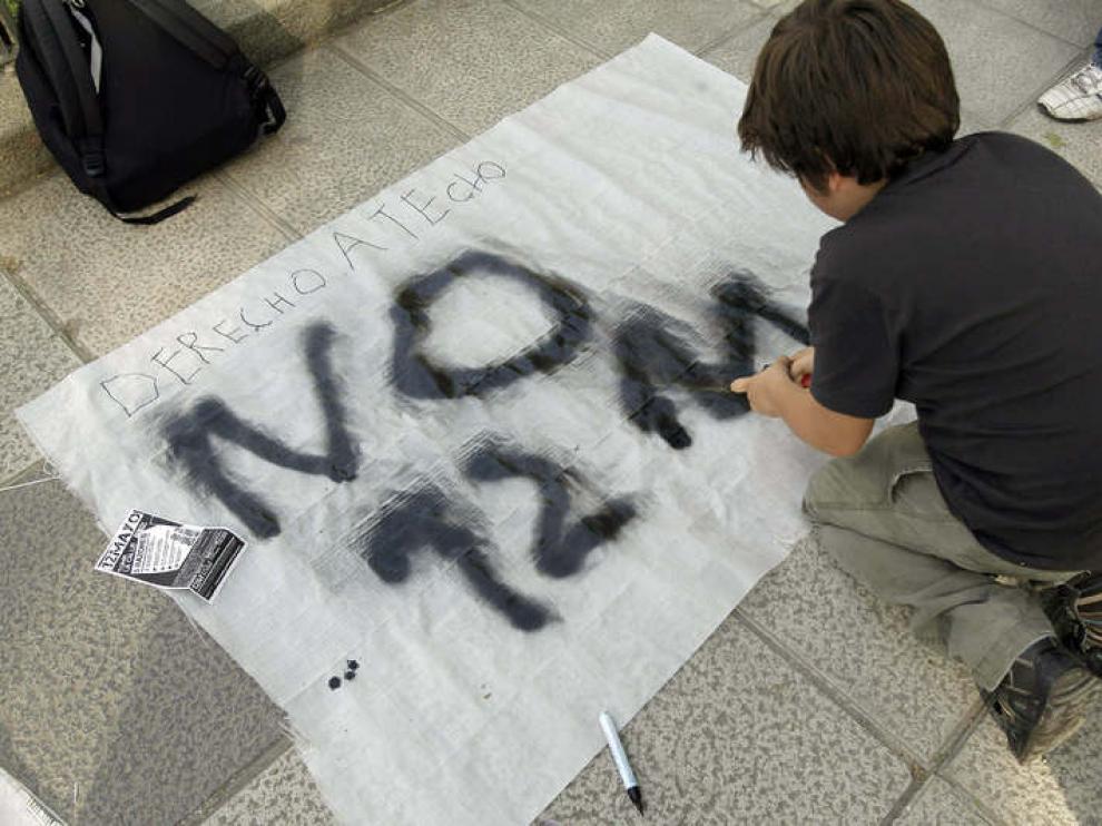Una de las pancartas que se preparan