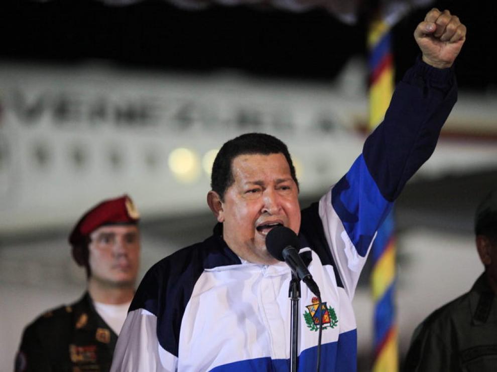 Chávez, a su llegada a Caracas