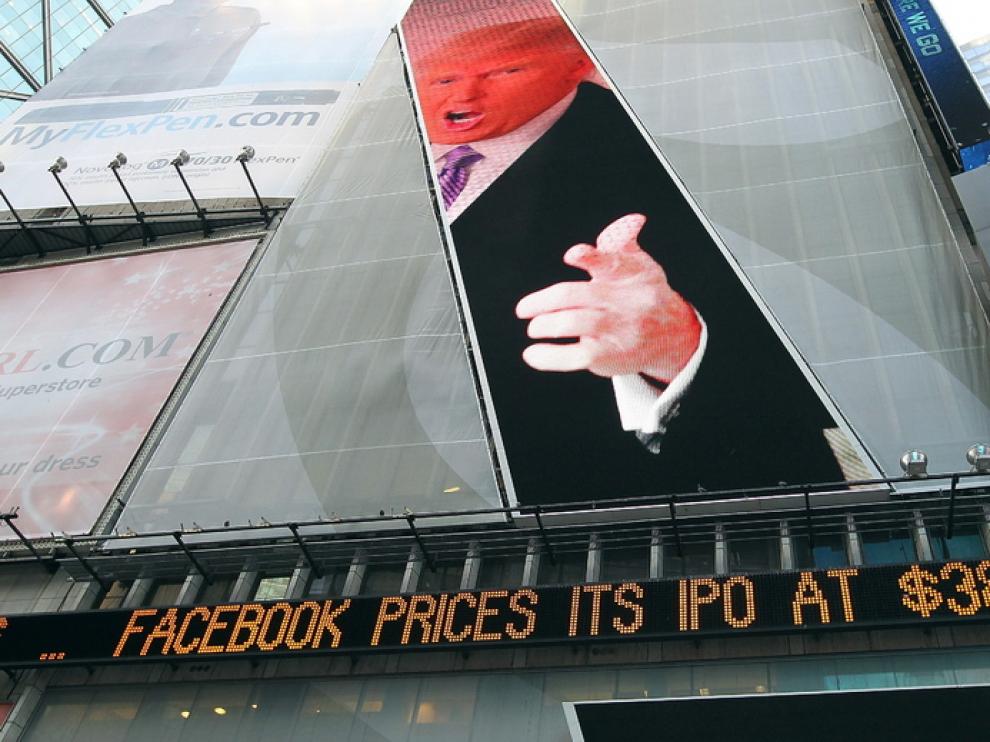 Mensaje anunciando el precio de las acciones de Facebook
