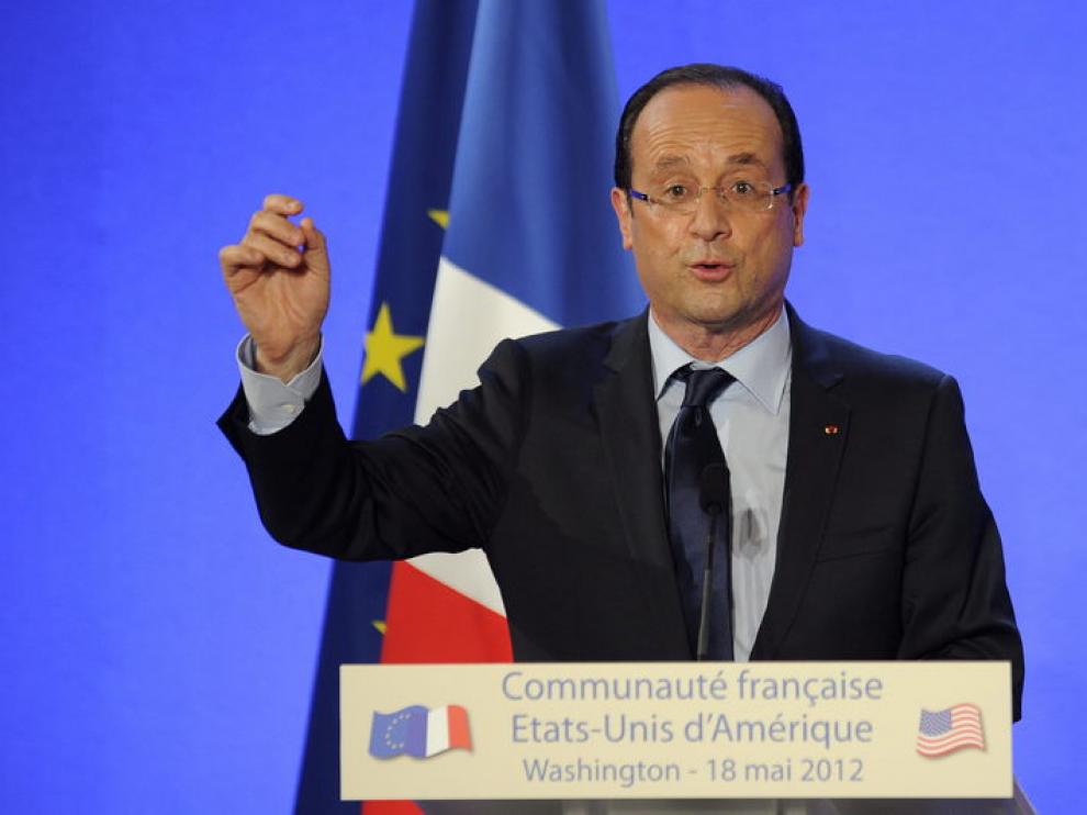 Hollande, este viernes, en la embajada francesa en Washington