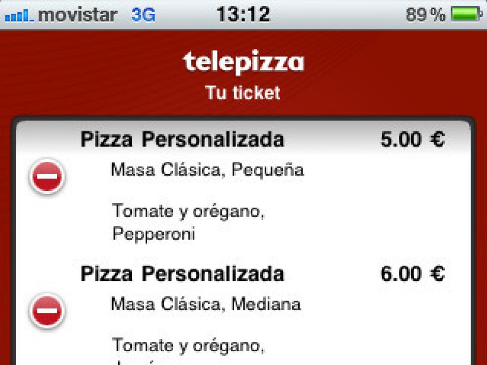 A través de la aplicación se pueden elegir la pizzas
