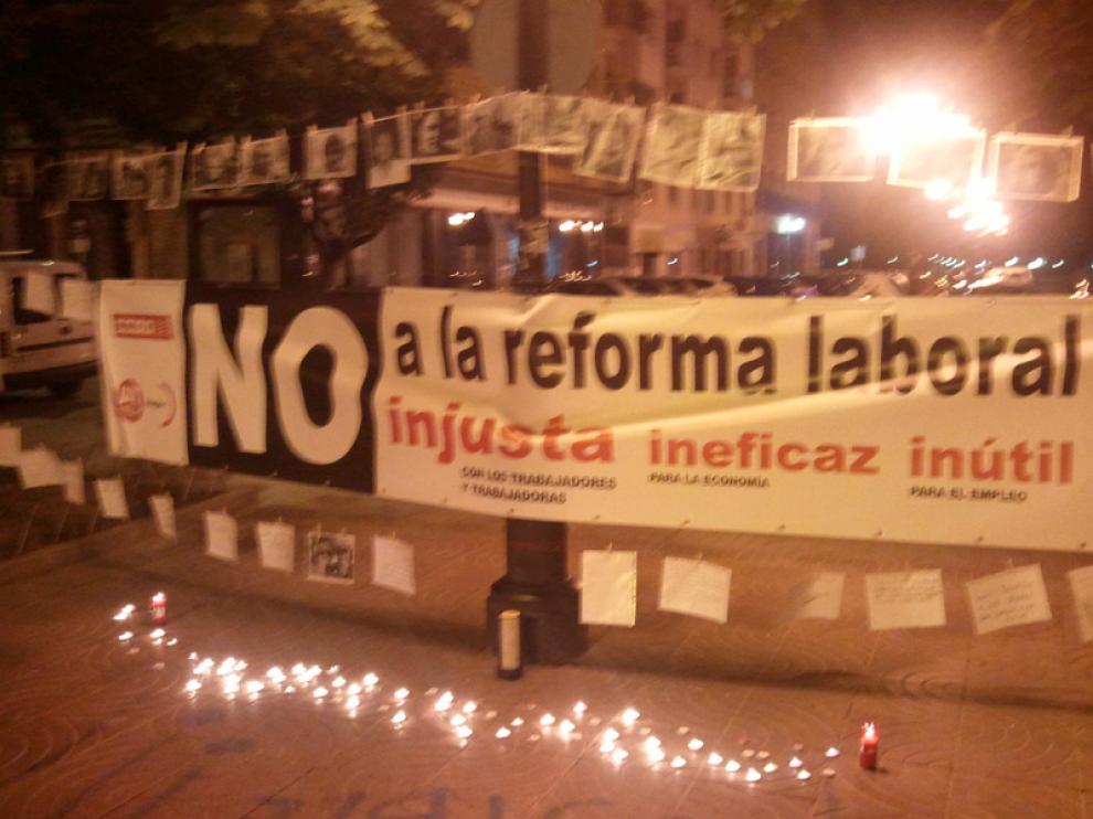 Protesta nocturna en Huesca