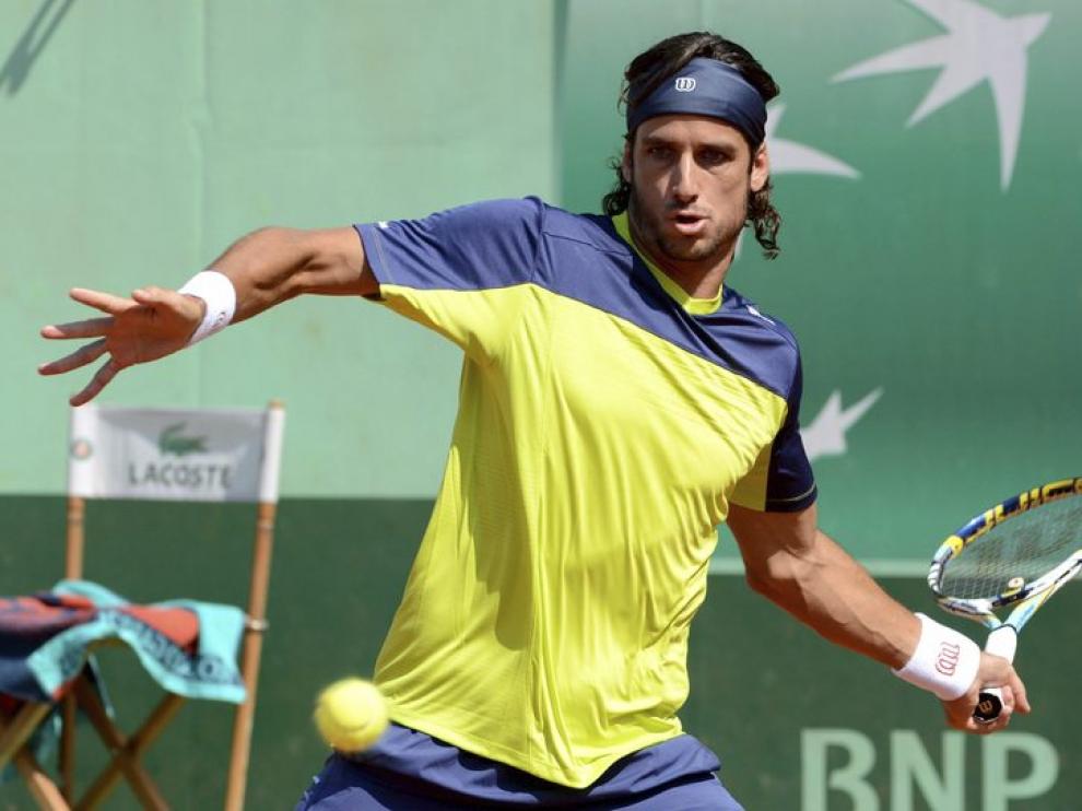 Feliciano López durante su encuentro de Roland Garros