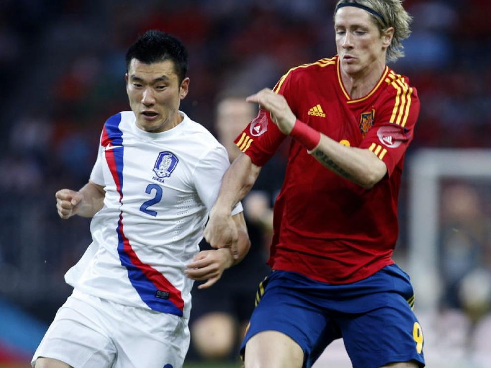 El delantero, Fernando Torres, en el partido disputado ante Corea del Sur.