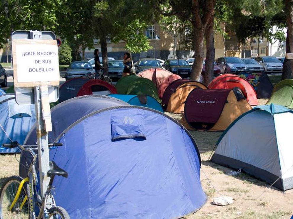 Acampados en el campus San Francisco