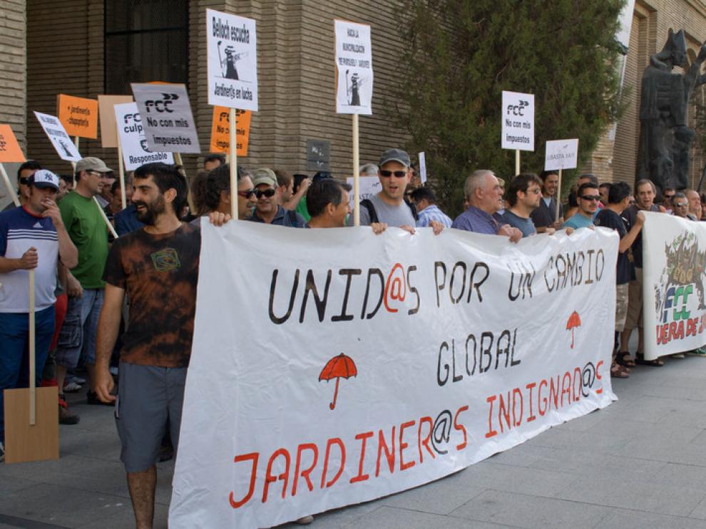 Protesta de jardineros en Zaragoza