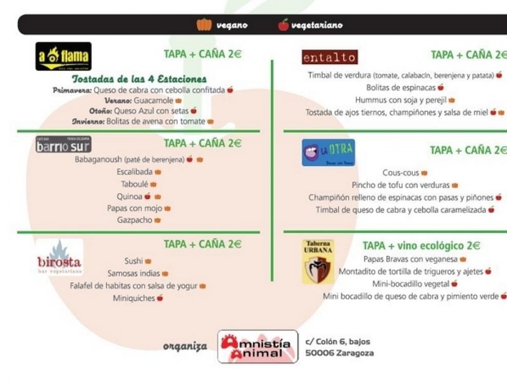 I Ruta de la Tapa Vegetariana y Vegana de Zaragoza