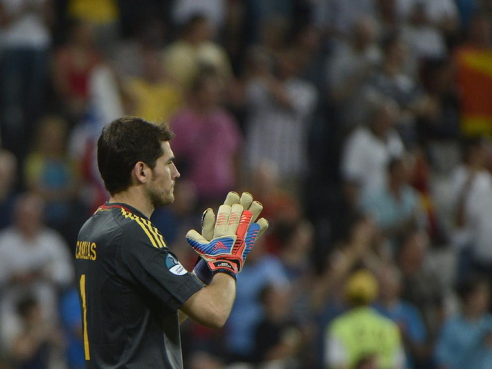 Casillas durante un encuentro de la Eurocopa