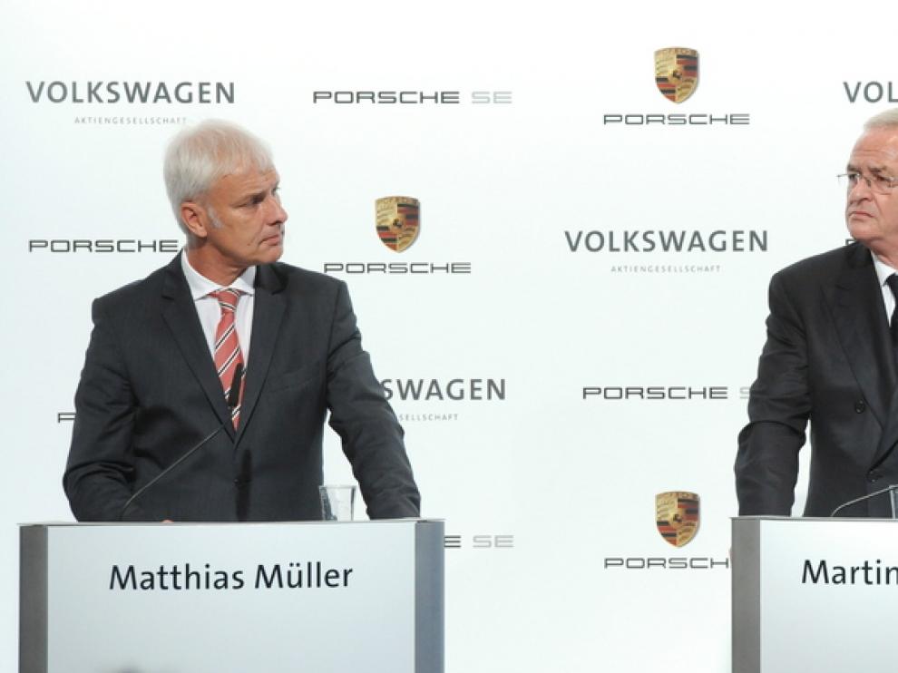 Matthias Müller y Martin Winterkorn, directores ejecutivos de Porsche y Volkswagen