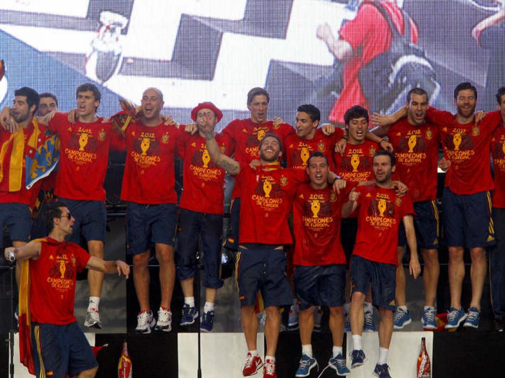 Celebración en Madrid de la victoria de la Roja