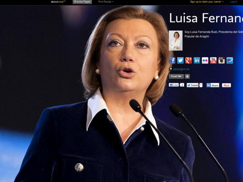 La web personal de Luisa Fernanda Rudi muestra todas las redes sociales en las que está presente