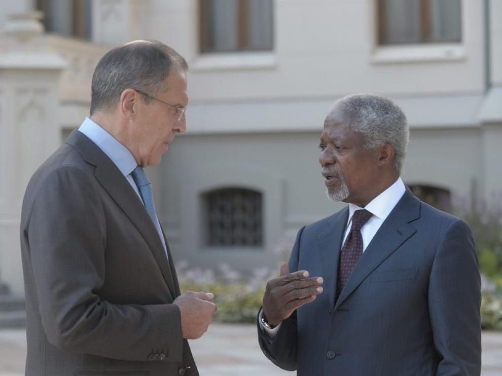 Annan se reunió el lunes con el ministro de exteriores ruso, Sergey Lavrov, para reactivar el plan de paz