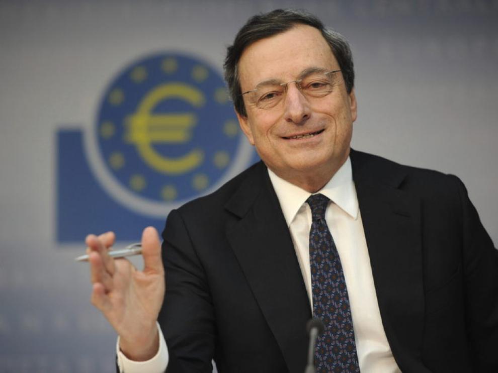 Mario Dragui durante una rueda de prensa del BCE.