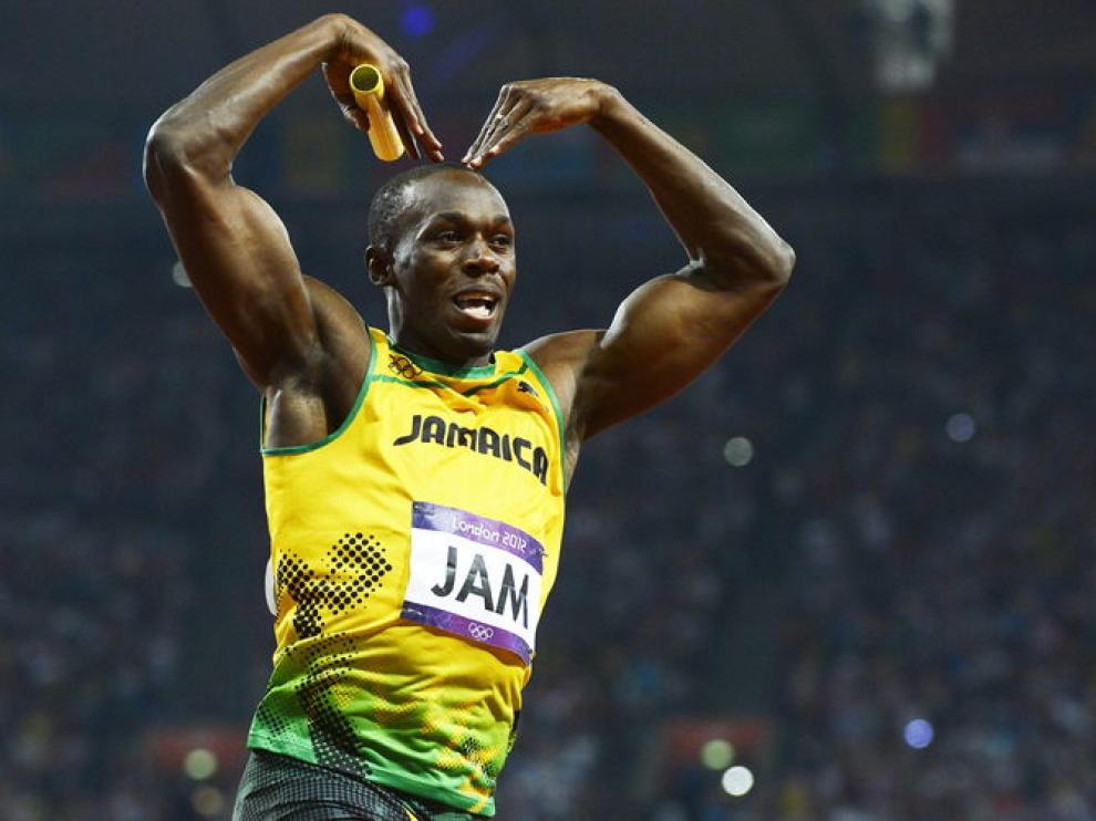 Bolt celebrando una victoria en los Juegos Olímpicos