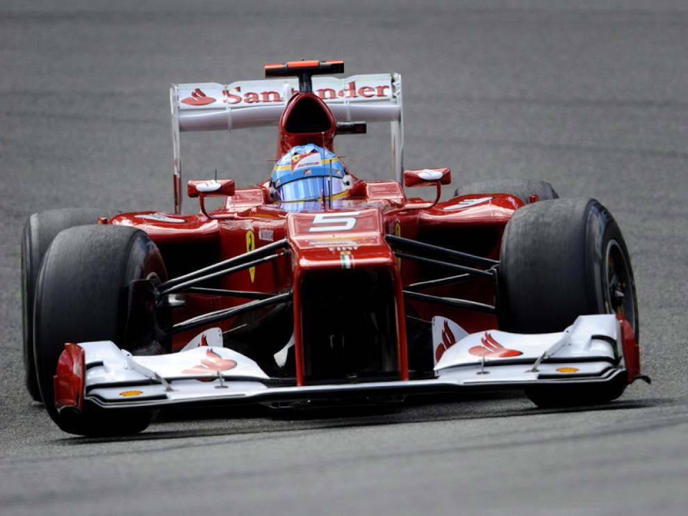 El piloto español de Ferrari en el circuito de Bélgica este sábado.
