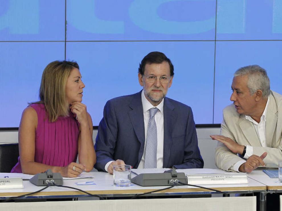 Rajoy, con Cospedal y Arenas, en la Ejecutiva del PP