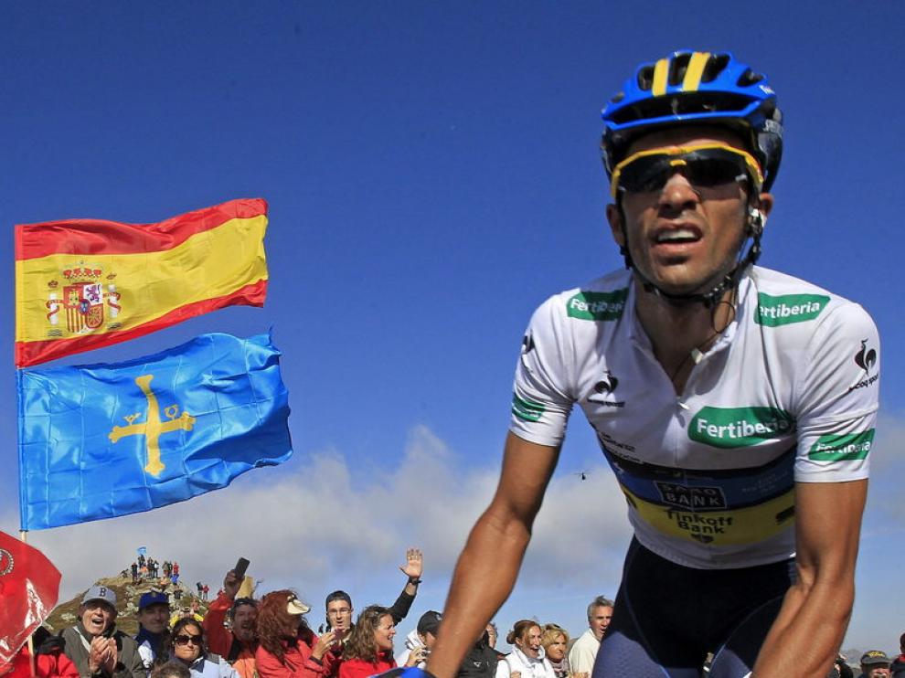 Contador en la ascensión al Cuitu Negru este lunes