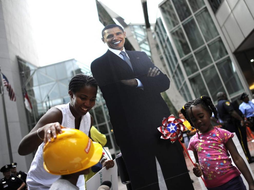 Imagen de Obama en Charlotte, donde tendrá lugar la Convención Demócrata