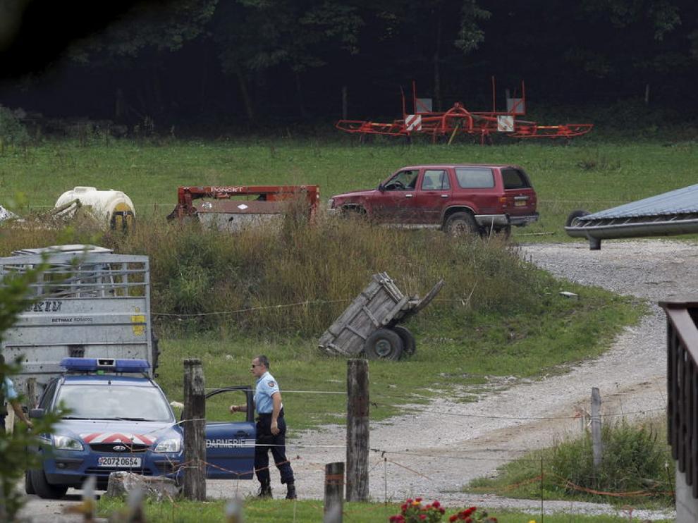 Zona donde fue hallada la familia tiroteada en la localidad de Chevaline