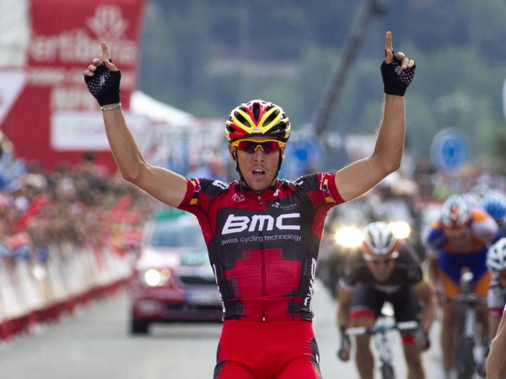 Philippe Gilbert cruza la meta en la XIX etapa de la Vuelta.