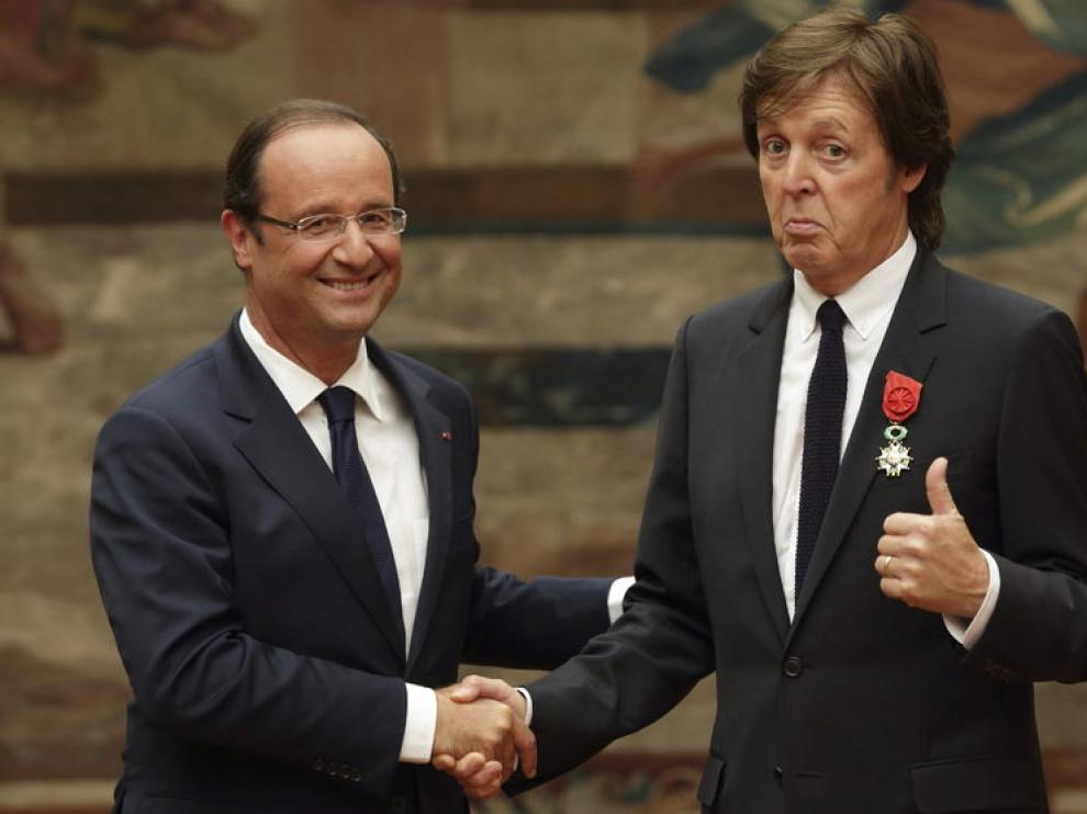 François Hollande y Paul McCartney