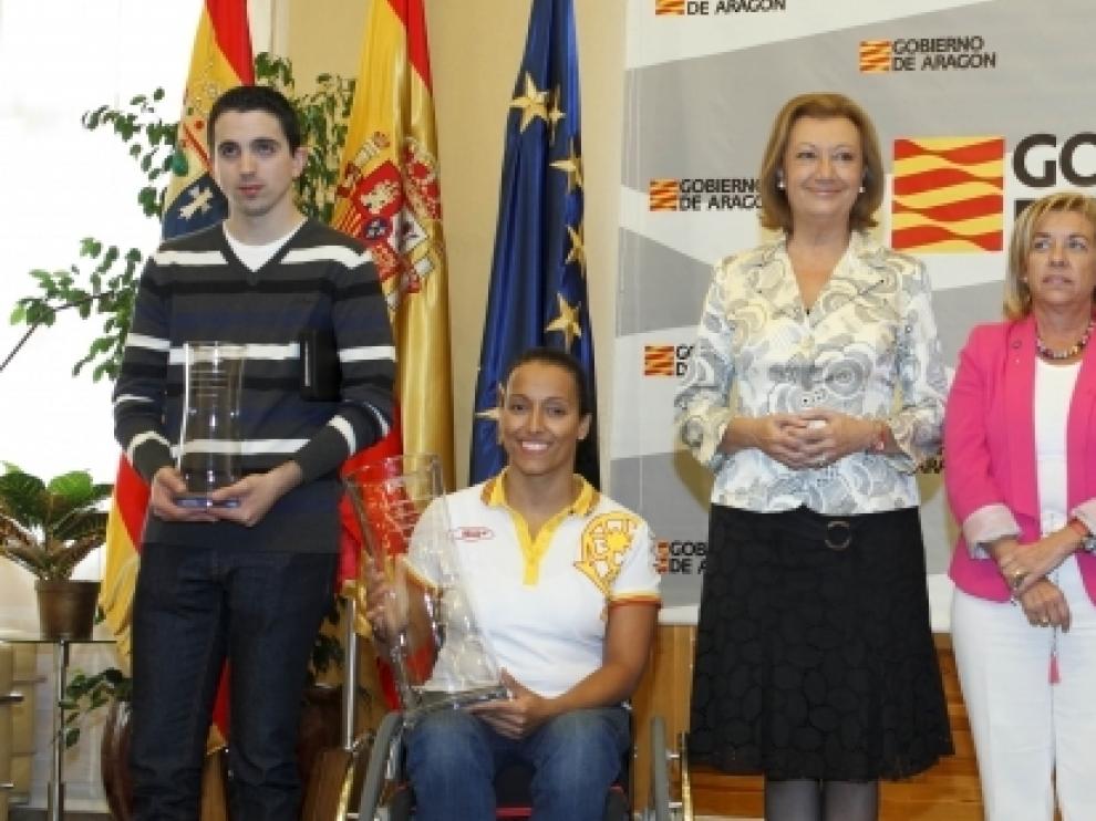 Los deportistas aragoneses fueron recibidos por Rudi