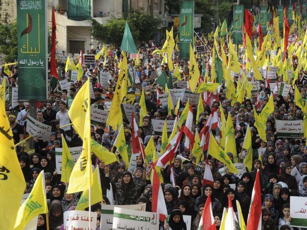Manifestación en protesta por el vídeo sobre Mahoma, en Beirut