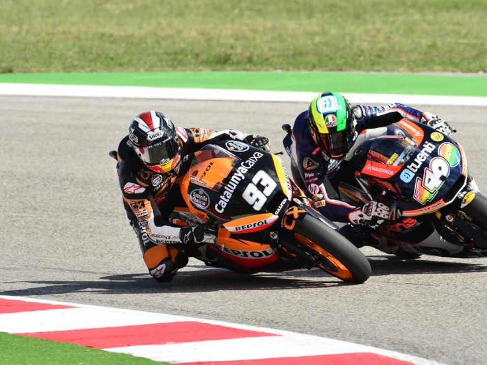 Marc Márquez y Pol Espargaró en la carrera de Moto 2
