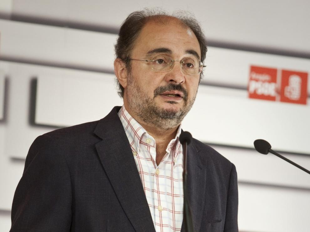 Javier Lambán, en rueda de prensa.