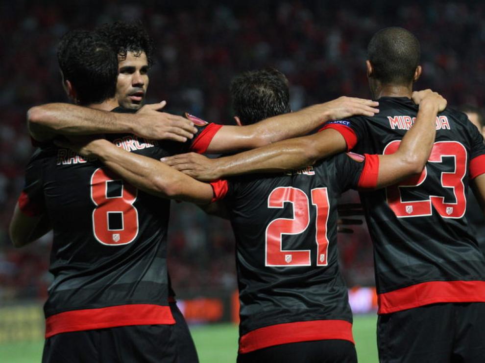 El conjunto colchonero celebra la victoria