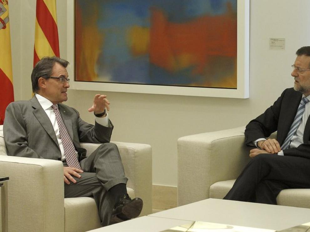Mariano Rajoy y Artur Mas en la reunión sobre el pacto fiscal