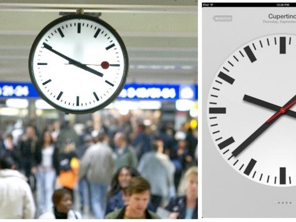 Reloj en una estación suiza.