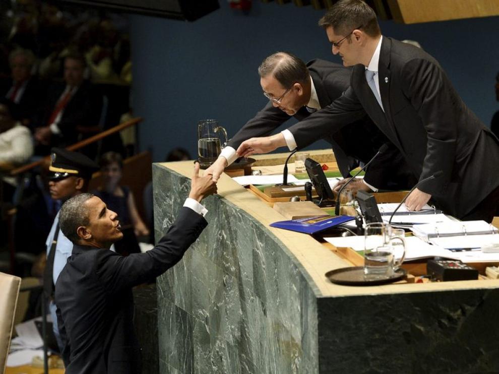 Obama saluda al secretario general de la ONU y al presidente de la Asamblea