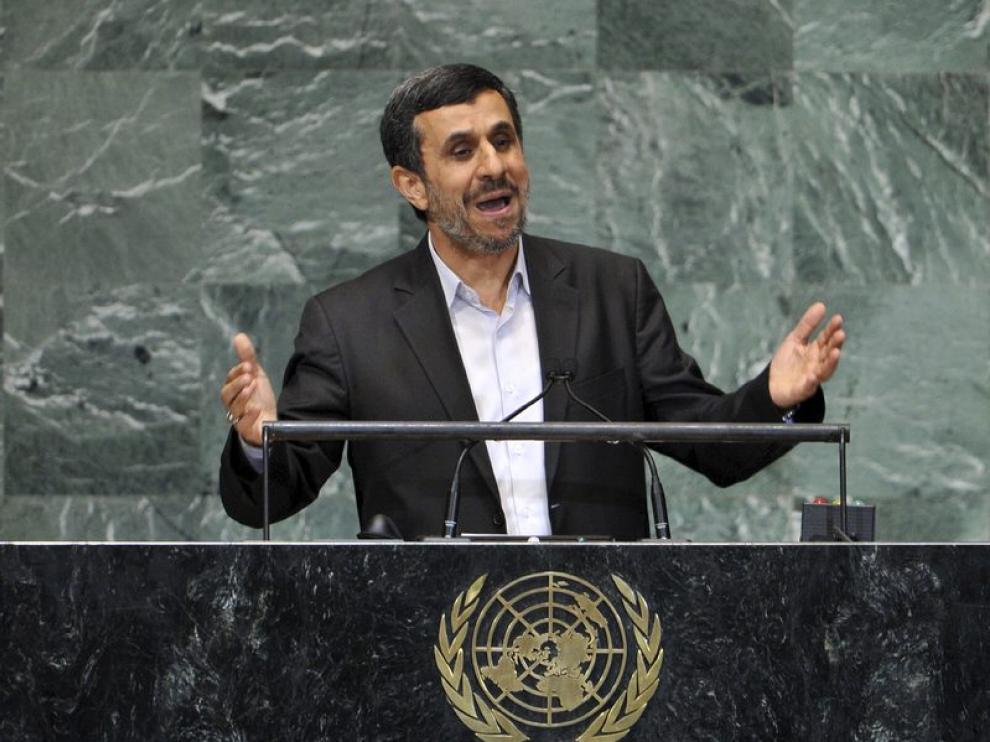 El presidente iraní, Mahmud Ahmadineyad, durante su intervención.