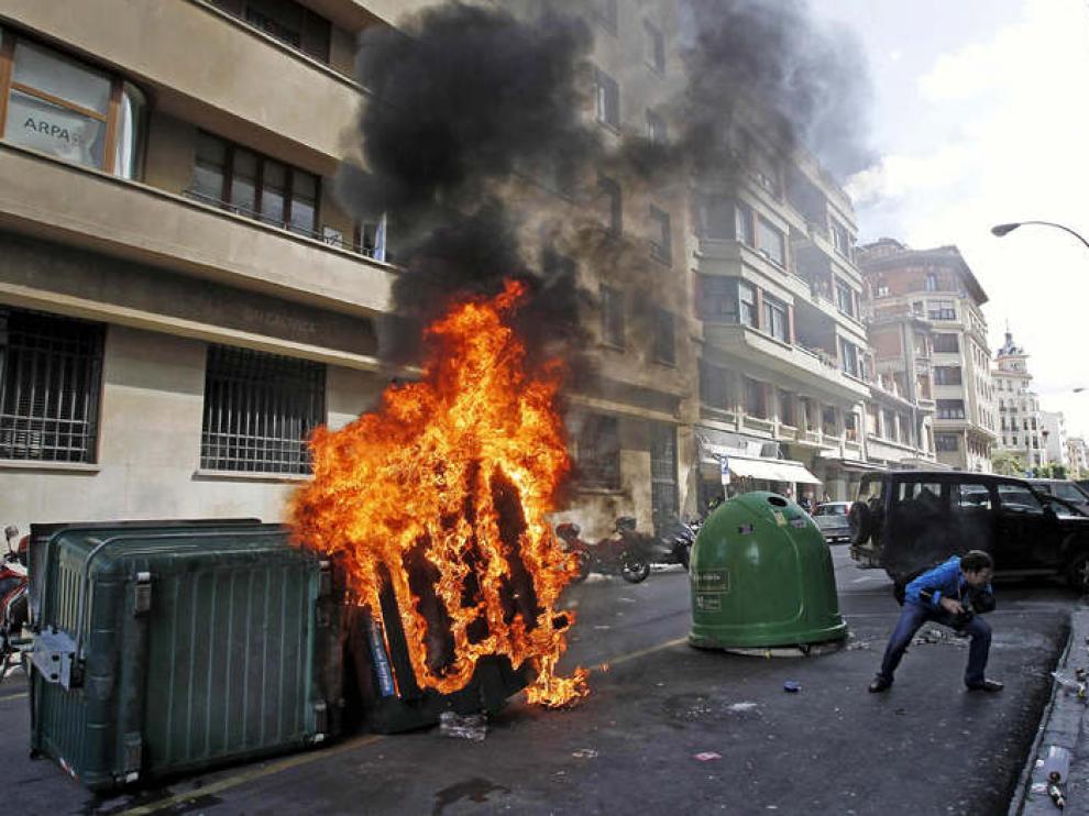 Incidentes en Pamplona durante la manifestación